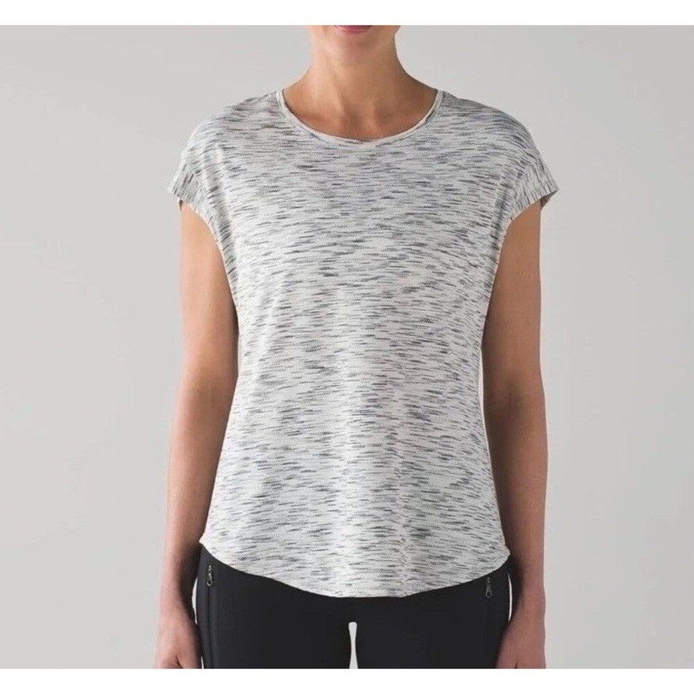 2x Lululemon Another Mile Short Sleeve Shirt Tiger Space Dye /Gray/white SZ 4